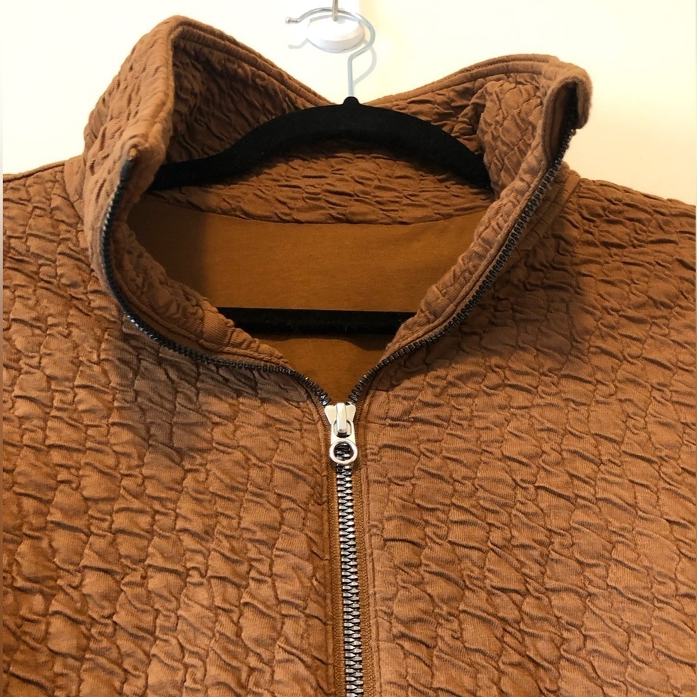 LULULEMON RIPPLED FULL ZIP JACKET COPPER BROWN SIZE 8 FUNNEL NECK LIKE NEW - Picture 8 of 11